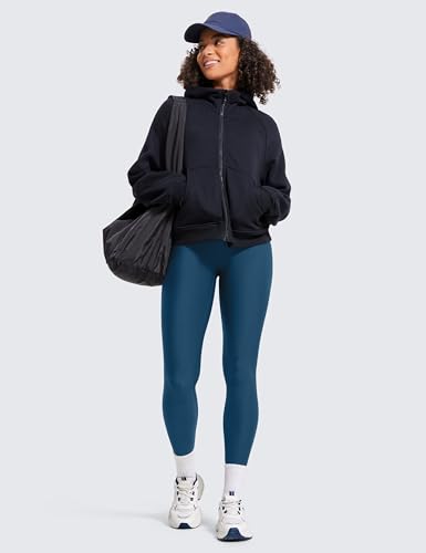 CRZ YOGA Fleece Thermal Leggings 28'' - color: French Navy, size: Medium