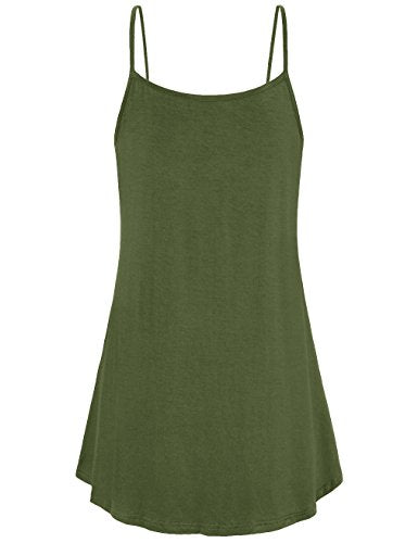 Viracy Women's Summer Button V Neck Pleated Spaghetti Strap Camisole Tank Tops (M-3XL) - color: Green, size: 3X-Large