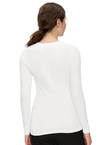 COZYFIT Women’s Underscrub Tee, V-Neck Long Sleeve Undershirt - color: White, size: Medium