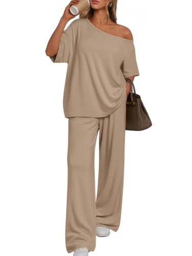 Trendy Queen Womens 2 Piece Lounge Sets Matching Comfy Outfits Clothing - color: Mocha, size: Medium