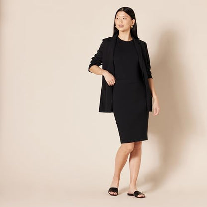 Amazon Essentials Women's Ponte Pull-On Fitted Pencil Skirt, Business Casual, Everyday Wear - color: Black, size: Large