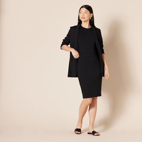 Amazon Essentials Women's Ponte Pull-On Fitted Pencil Skirt, Business Casual, Everyday Wear - color: Black, size: Medium