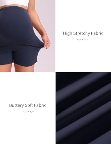 Mama Land Women's Maternity Athletic Shorts with Pockets, 4 Inch - color: Navy Blue, size: XX-Large