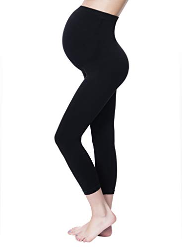 Maternity Pregnant Women stretch comfy 3/4 Leggings, Capri - color: Black, size: Large