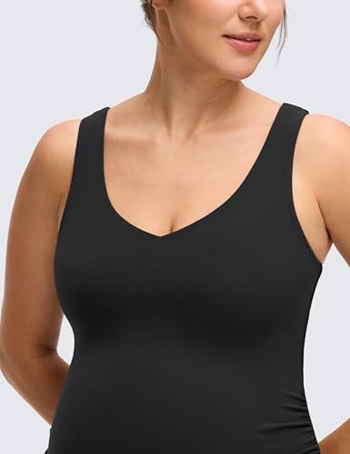 CRZ YOGA Maternity V Neck Romper - color: Black, size: X-Small