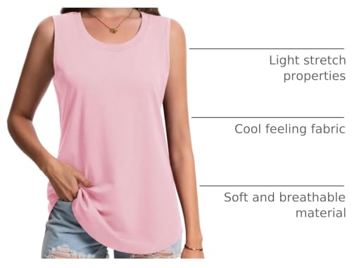 YUCOLEN Women's Tank Tops Loose Flowy Summer UPF 50+ Basic Sleeveless Tops - color: Light Pink, size: X-Large