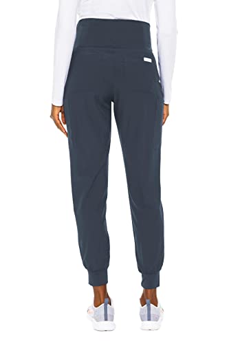 Med Couture Jogger Pants Scrub Bottoms with 4 Pockets - color: Pewter, size: Small Petite