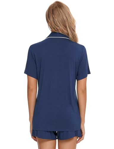 Leikar 2 Pack Button Up Pajama Set For Women Sleepwear Soft Pjs Bride Pajamas - color: Black/Navy, size: XX-Large
