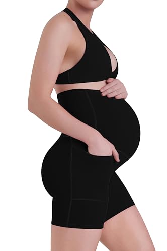 Sunzel Maternity Biker Shorts for Women, Over Belly with Pockets - size: X-Large