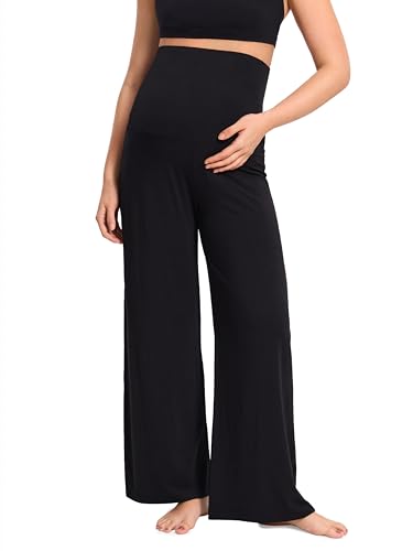 MOMANDA Modal Cotton Maternity Lounge Pants 28.5" - color: Black, size: X-Small