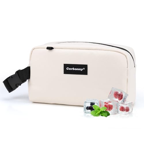 Cerbonny Mini Cooler Bag,Freezable Lunch Bag,Built-In Ice Pack - color: Beige