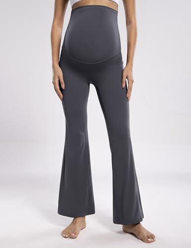 POSHDIVAH Maternity Flare Leggings with Pockets - color: Grey, size: XX-Large