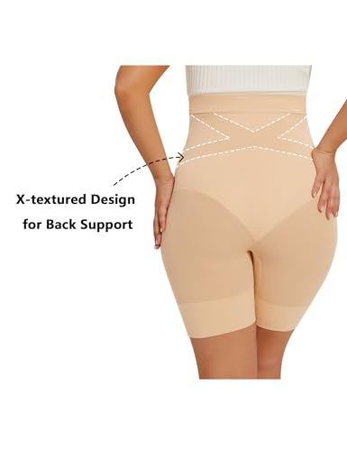 Peauty Seamless Maternity Shapewear Over Bump Pregnancy Shorts - color: Nude, size: Medium
