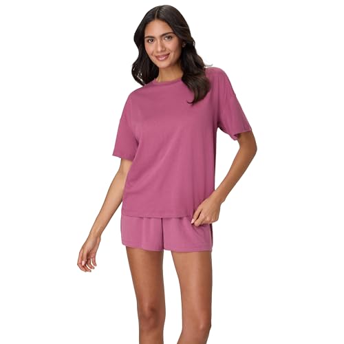 Hanes Women's Pajamas Set, Comfywear Pajamas for Women Set, Originals SupertSoft Loungewear, T-Shirt & Sleep Shorts - color: Mauve Mood, size: Small