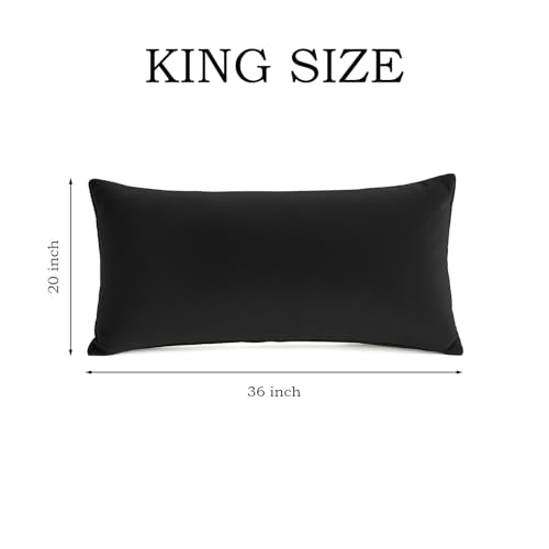 Set of 2 Brushed Microfiber Pillowcases 20x36 inch Black - color: Black, size: King