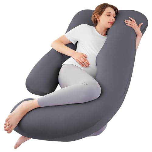 Cooling Pregnancy Pillows for Sleeping, 57'' Full Body Pillow, Dark Grey - color: Dark Grey, size: 57 Inch