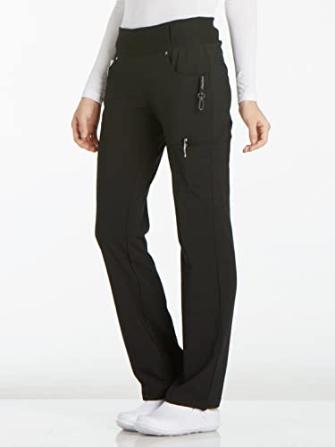 Cherokee Iflex Scrubs for Women Straight Leg Scrub Pants with 6 Pockets - color: Black, size: XX-Small