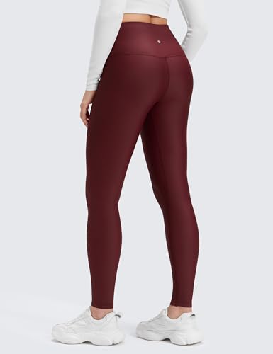 CRZ YOGA Fleece Thermal Leggings 28'' - color: Red Merlot, size: Small