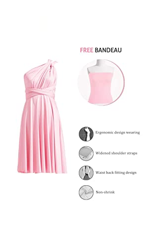 72styles Multi-Way Wrap Short Infinity Dress for Bridesmaids - color: Blush Pink