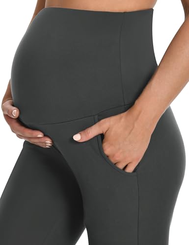Foucome Maternity Capris Wide Leg Cropped Yoga Pants - color: Black/Black/Grey, size: Large