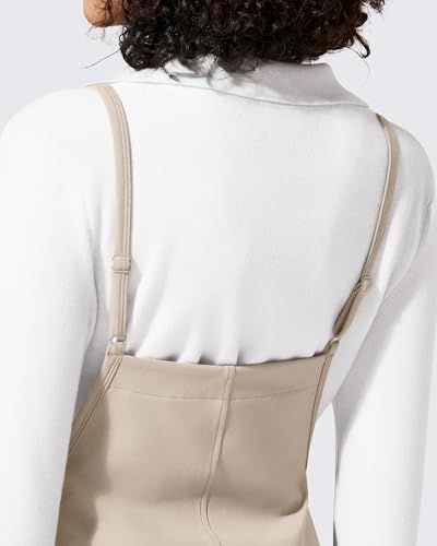 G4Free Maternity Jumpsuits Adjustable Strap Wide Leg Pregnancy Rompers - color: Light Khaki, size: X-Large