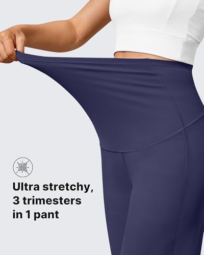 G4Free BareFeel Maternity Yoga Pants Pregnancy Slacks Over the Belly - color: Royal Blue, size: X-Small