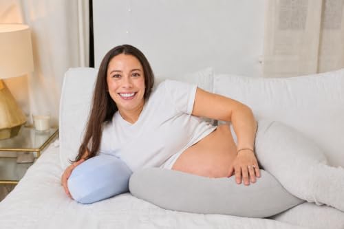 Pregnancy Pillow for Sleeping – Compact Maternity Pillow for Side Sleepers, Adjustable Belly, Back, Hip & Knee Support, Removable Washable Cover - color: Cloud Gray