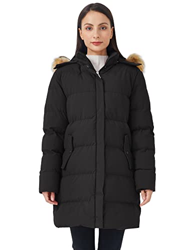 WenVen Women's Winter Thickened Long Puffer Coat Warm Parka Jacket - color: Black, size: Large