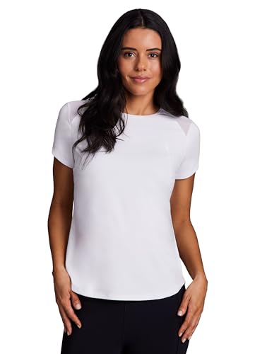RBX Active Women's Workout Top with Mesh Panels, Breathable Quick Drying Gym Running T-Shirt, with Plus Sizes - color: White, size: X-Large