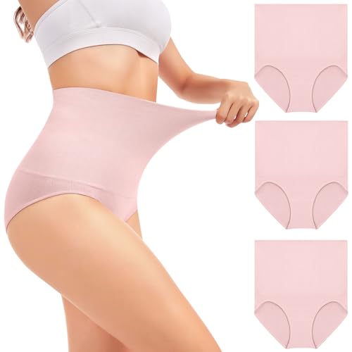 OVRUNS Tummy Control Shapewear Panties for Women High Waisted Compression Underwear C Section Postpartum Full Coverage Briefs - color: 3pack-pink, size: Small