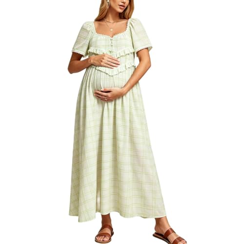 Summer Casual Loose Maternity Maxi Dress - color: White, size: Large Plus