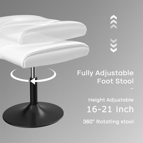 VECELO Office Foot Rest Under Desk Ottoman, Height Adjustable, White - color: White