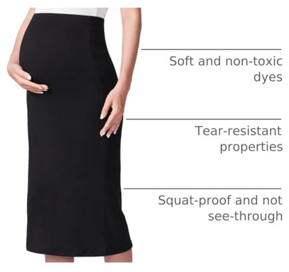POSHDIVAH Maternity Skirt Over The Belly - color: Black, size: Small