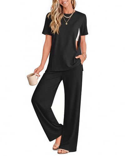 2Pc Postpartum Nursing Pajamas Set - color: Black, size: Medium