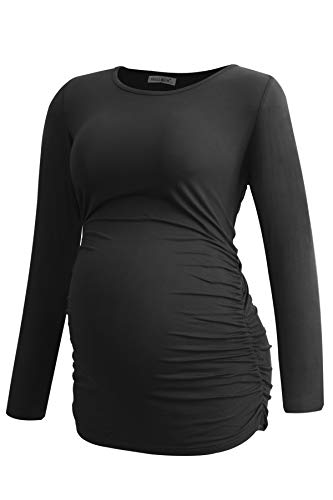 Smallshow Women's 4 Pack Maternity Shirts Long Sleeve - color: Army Green-black-deep Green-white Stripe(4 Pack), size: Medium