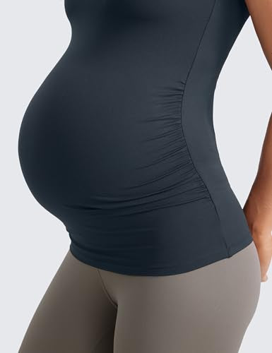 CRZ YOGA Maternity Square Neck Tank Tops - color: True Navy, size: Small