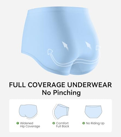 OLIKEME Womens Cotton Underwear High Waisted Postpartum C Section Panties Soft Stretch Breathable Full Coverage Briefs 6 Pack - color: Multicolor,6pack, size: Medium