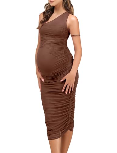 Dedysler Maternity Formal Wedding Guest Dress Cocktail Baby Shower - color: Dark Brown, size: Medium