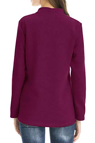Smallshow Women's Fleece Nursing Tops Shirts Long Sleeve Breastfeeding Clothes - color: Burgundy, size: Medium