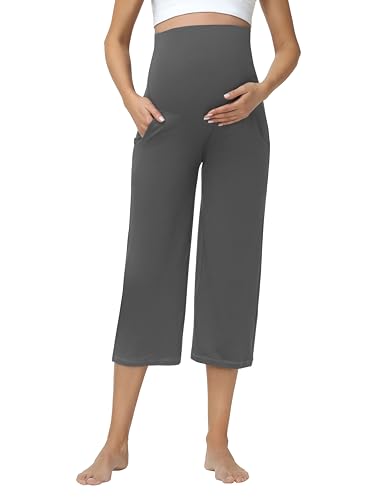 Womens Maternity Pajamas 2 Piece Set Short Sleeve - color: Dark Grey, size: Small