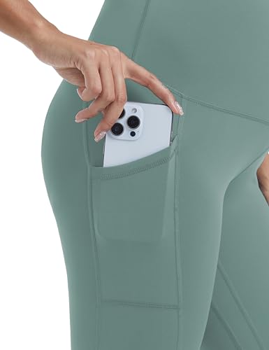 Women's Fleece Lined Maternity Leggings - color: Green, size: Large