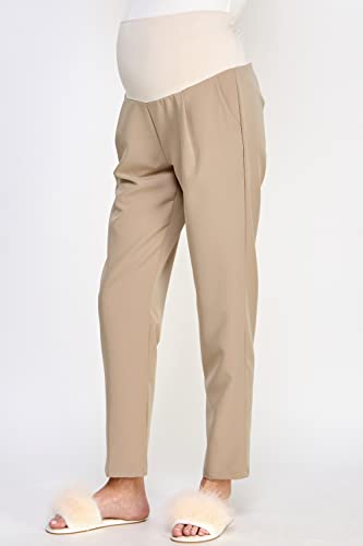 LaClef Women's Over The Belly Relaxed Fit Maternity Pants - color: Khaki, size: Small