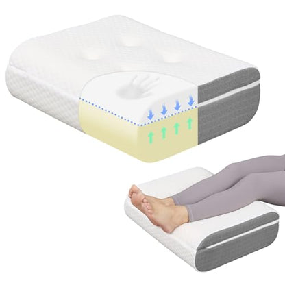 baibu Dual-Layer Leg Elevation Pillow for Legs and Knee Support, Feet Elevation Pillow for Sleeping, Blood Circulation & Swelling Relief, White