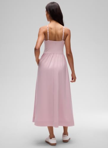 CRZ YOGA Square Neck Maxi Casual Dress - color: Pink Haze, size: Small