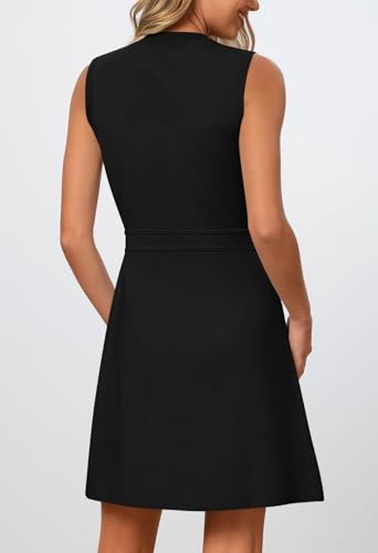 MEROKEETY Womens Summer Business Casual Mini Sweater Dress - color: Black, size: Large