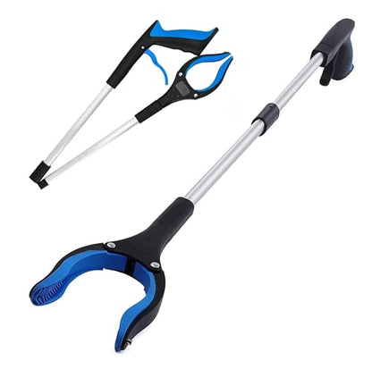 34" Grabber Tool - 2 Pack 34 Inch Long Foldable Grabbers for Elderly Grab It Reaching Tool with Rotating Jaw +Magnets, Grabber Pickup Tool, Heavy Duty Grabber Reacher Tool