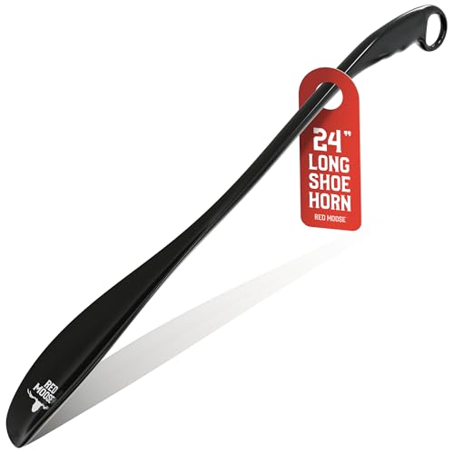 Red Moose Shoe Horn Long Handle Metal 24 inch - Durable and Sturdy for Shoes and Boots - color: Black