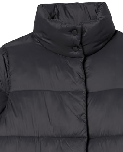 Amazon Essentials Women's Lightweight Full-Zip Water-Resistant Long Cocoon Puffer Winter Coat, Stand Collar, Insulated - color: Charcoal, size: Medium