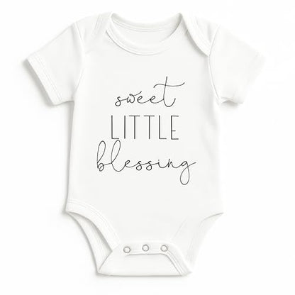 Bump and Beyond Designs Surprise Pregnancy Announcement Grandparents, Little Blessing - color: White, size: 3-6 Months