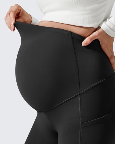 G4Free Fleece Pregnancy Maternity Leggings Winter,Black,XXL,Regular